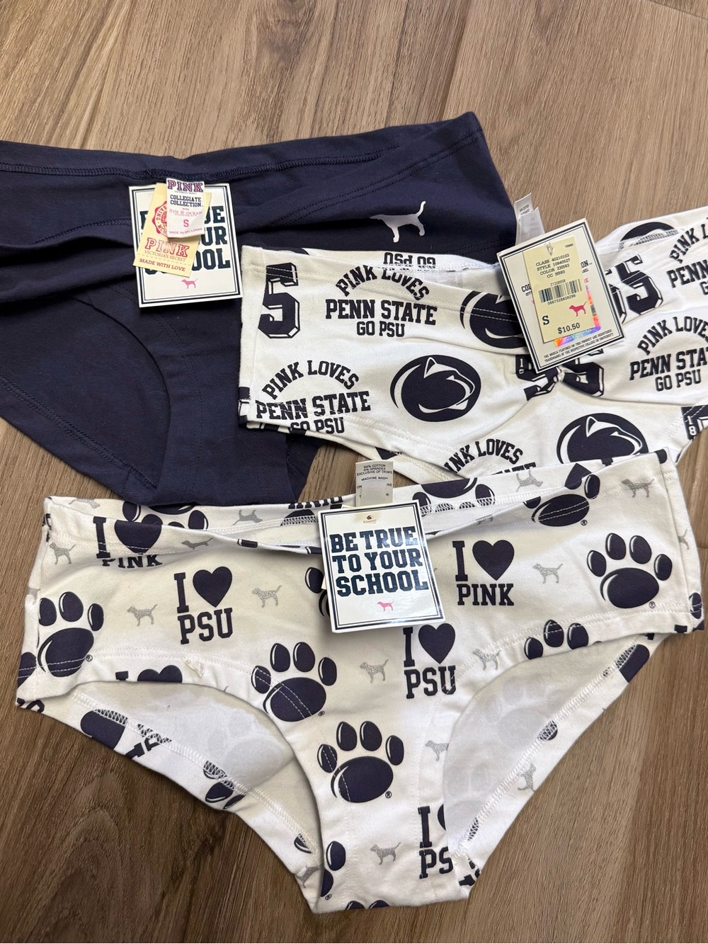 PINK NWT Victoria's Secret Penn State Logo Hipster Panty Set